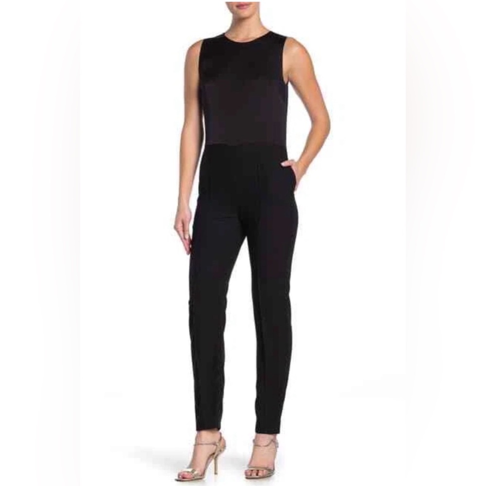 Diane von Furstenberg Melody Sleeveless Jumpsuit, Black, Timeless, Size 16 (XL)